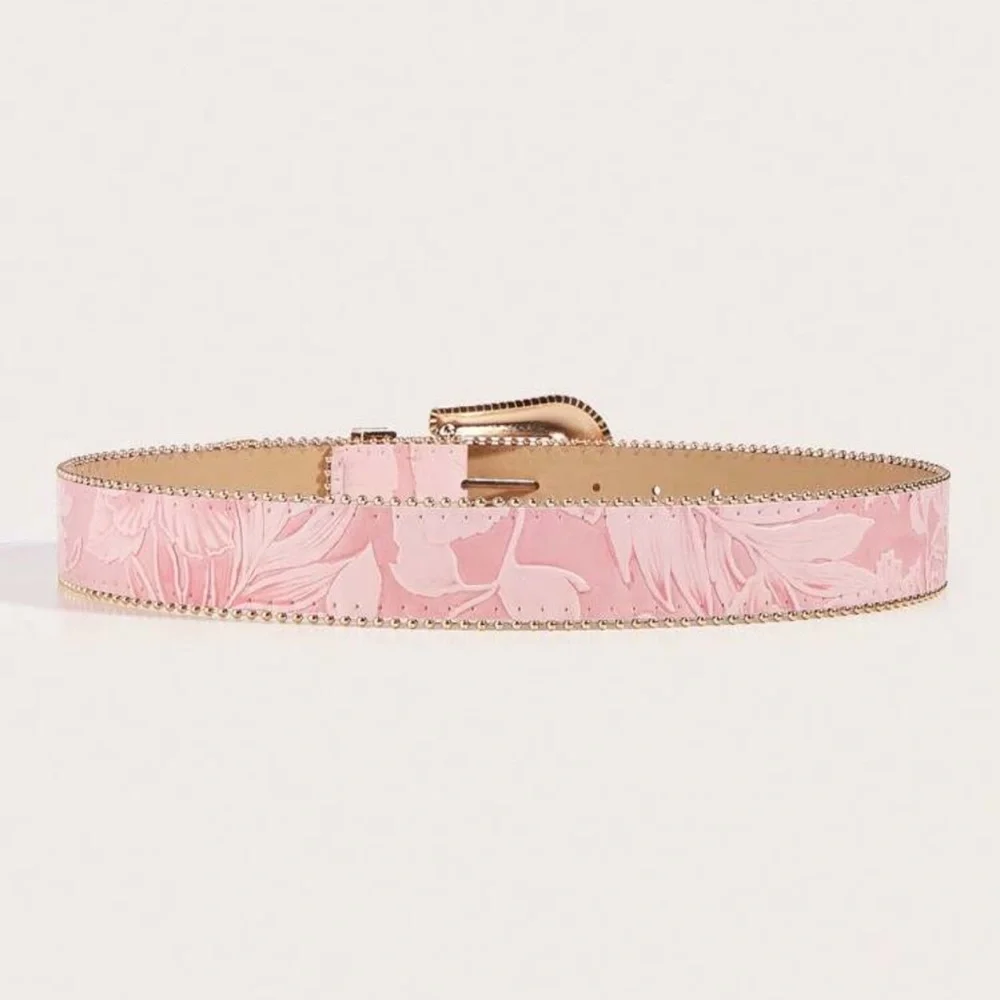 1pc Women's Heavy Embroidered Milk Pattern Western Style Belt